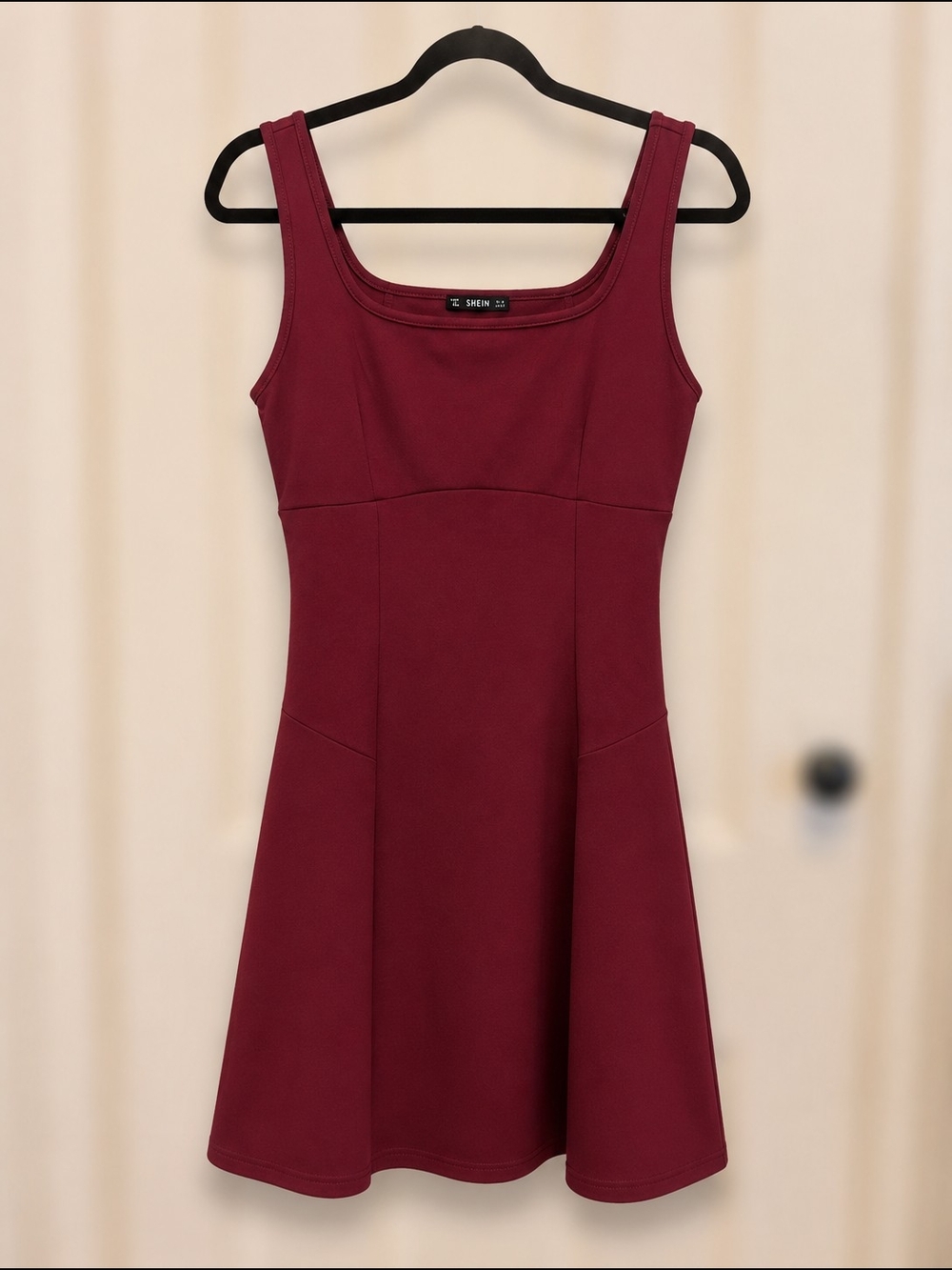 SHEIN Wine Red Sleeveless Fit & Flare Mini Dress